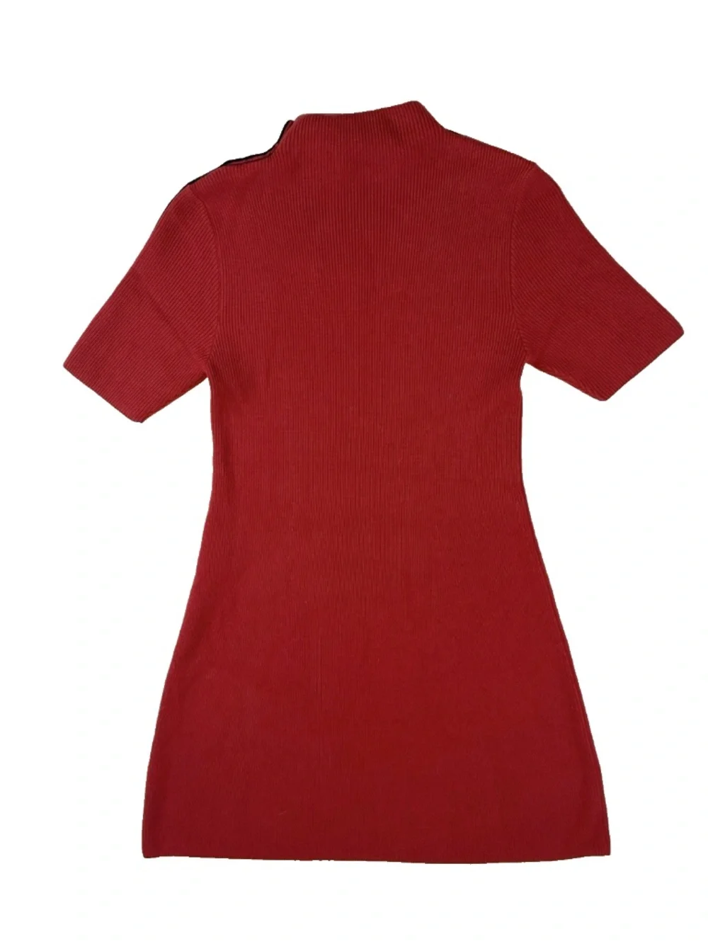 Tory Burch Sardy Red Sweater Dress Women Size L Merino Wool Stripe Mock Neck NWT